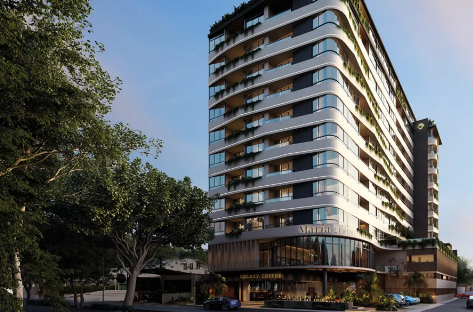 Torre residencial María Living con fachada de vidrio en Mérida